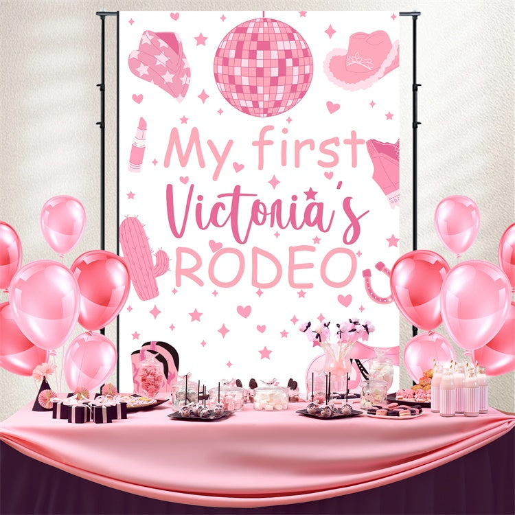 Custom Made Birthday Backdrops Glamorous Pink Cowgirl Backdrop BRP3-40