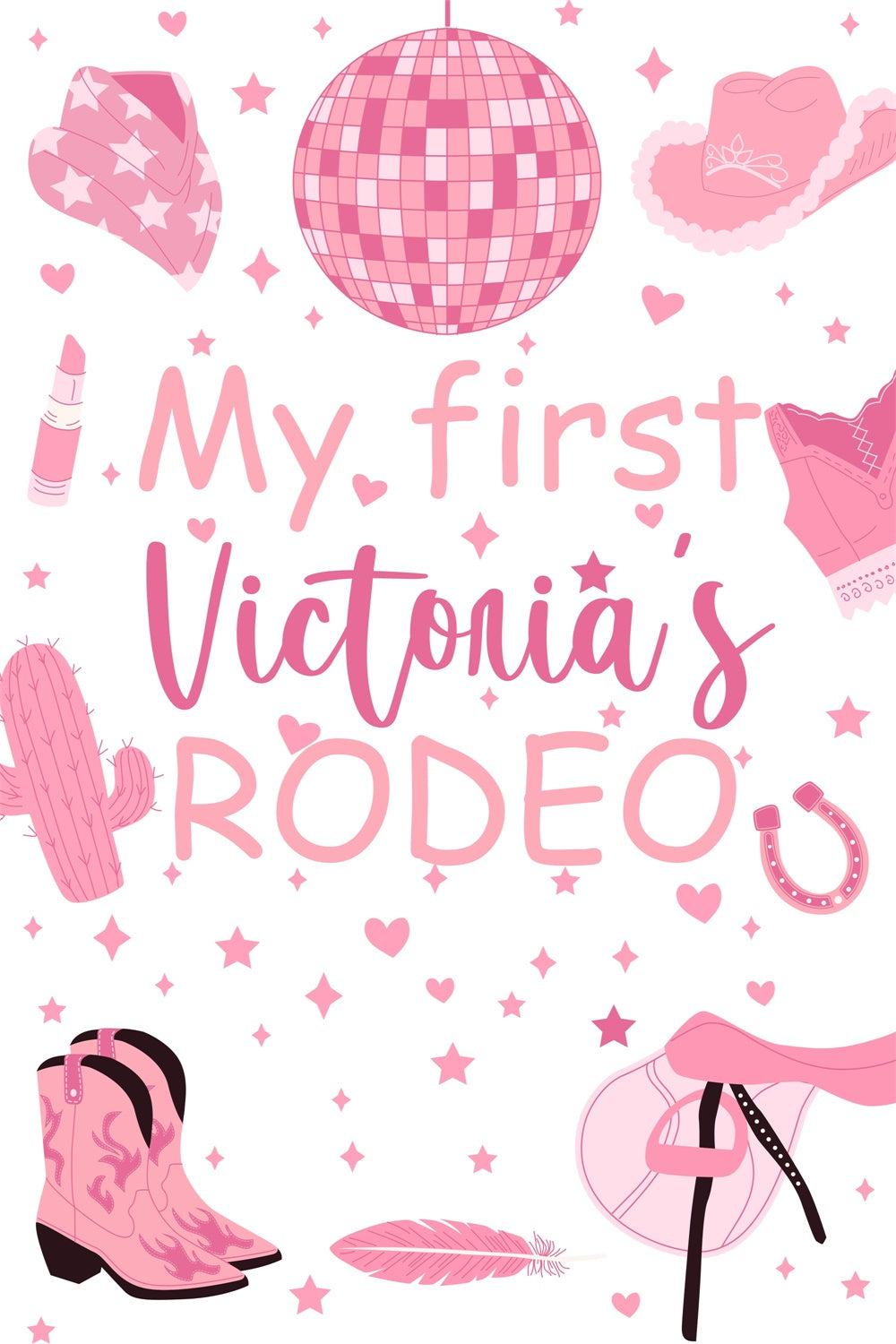 Custom Made Birthday Backdrops Glamorous Pink Cowgirl Backdrop BRP3-40