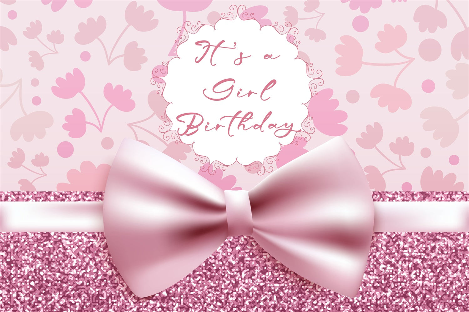 Personalized Birthday Photo Backdrop Romantic Pink Bow Backdrop BRP3-56