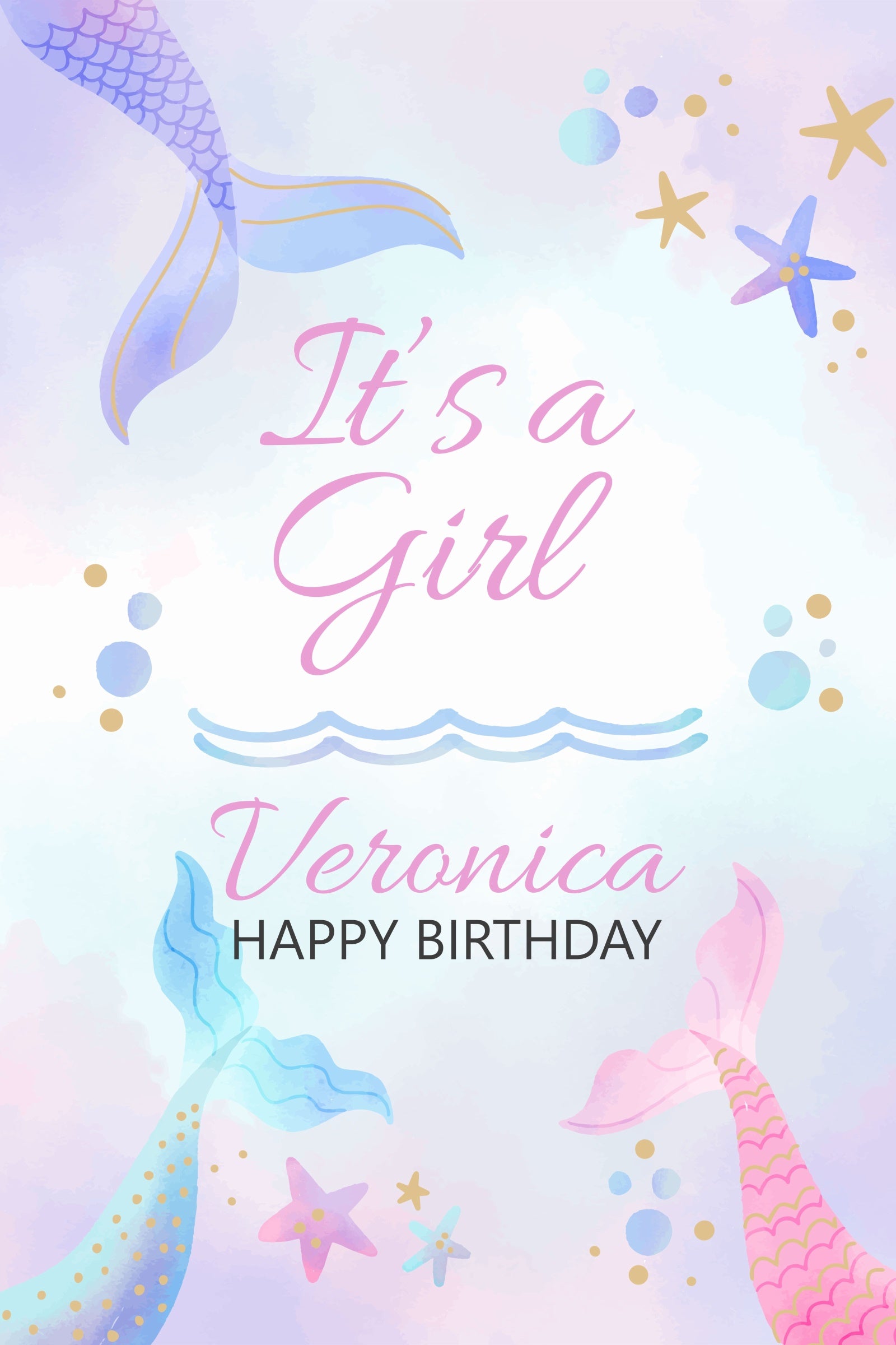Customize Birthday Backdrop Underwater Mermaid Fantasy Backdrop BRP3-60