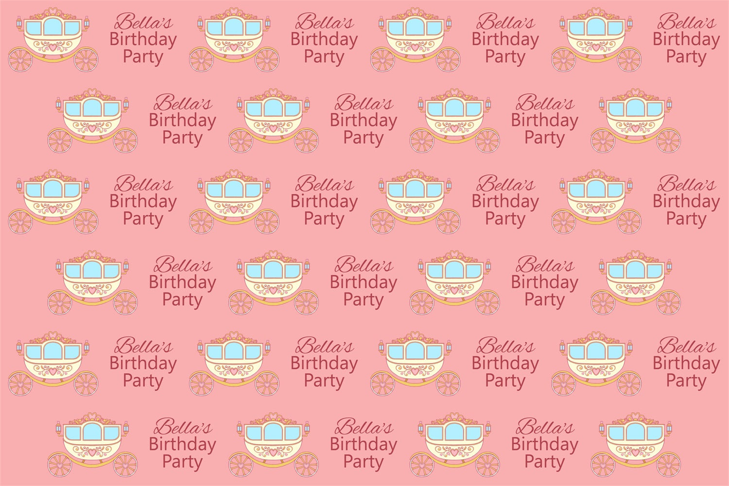 Customized Birthday Backdrop Dreamy Royal Coach Pink Backdrop BRP3-63