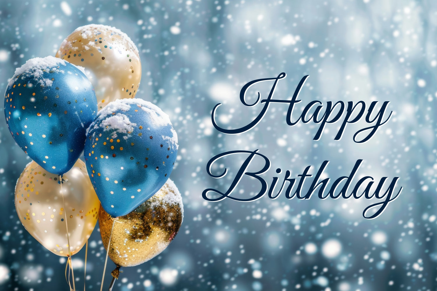 Custom Birthday Backdrops Winter Wonderland Balloons Backdrop BRP3-68