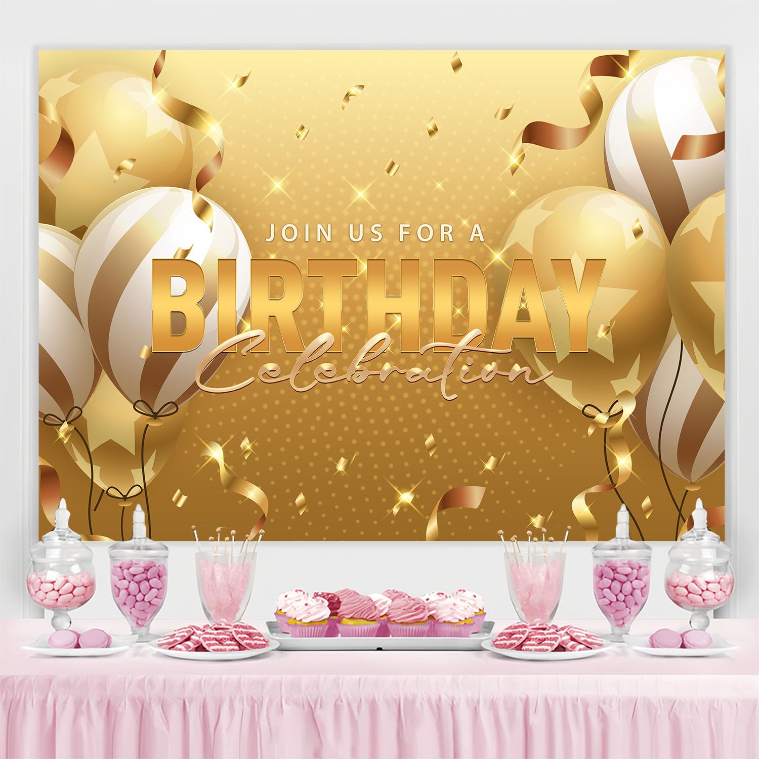 Custom Birthday Backdrops Glowing Glitter Confetti Backdrop BRP3-72