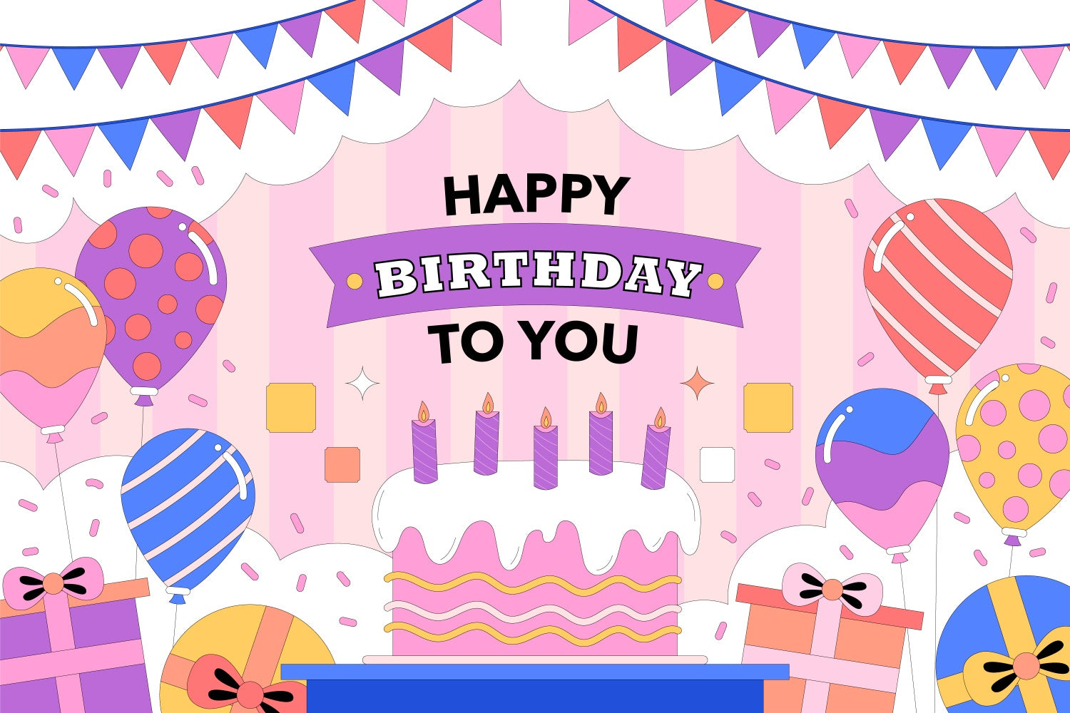 Customized Backdrop For Birthday Colorful Balloons Cake Backdrop BRP3-75