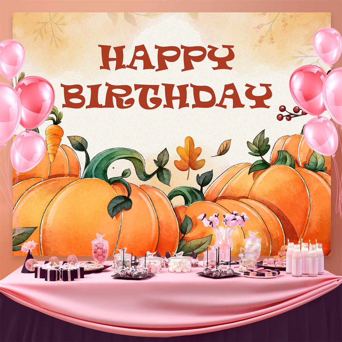 Birthday Backdrop Personalized Rustic Pumpkin Harvest Backdrop BRP3-87