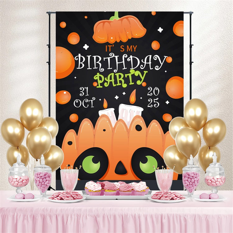 Custom Backdrops For Birthdays Spooky Pumpkin Party Backdrop BRP3-92
