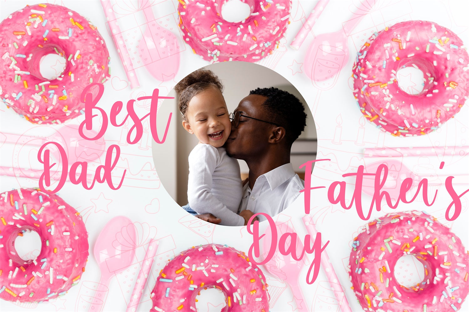 Backdrop Fathers Day Pink Doughnut Delight Customized Backdrop BRP4-102