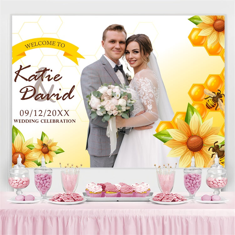 Wedding Backdrop Ideas Sunflower Honey Bee Love Customized Backdrop BRP4-107
