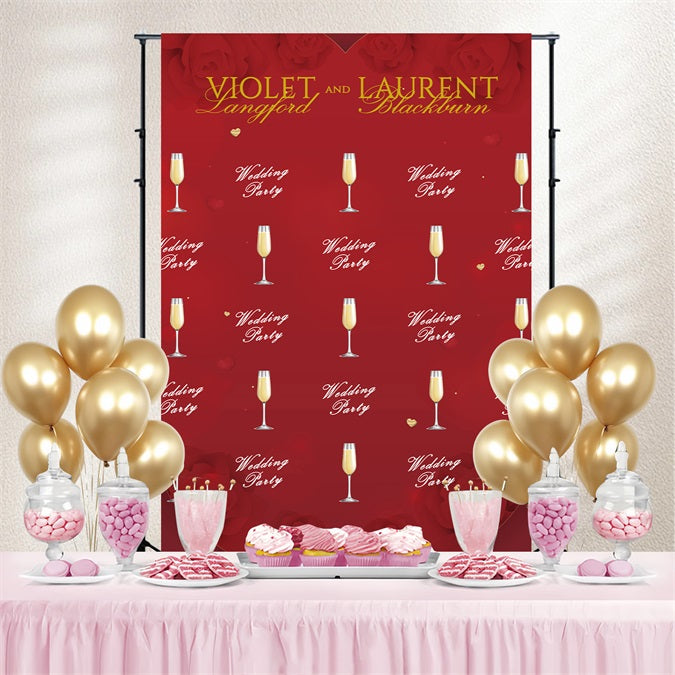 Wedding Ceremony Backdrop Red Rose Champagne Custom Backdrop BRP4-108