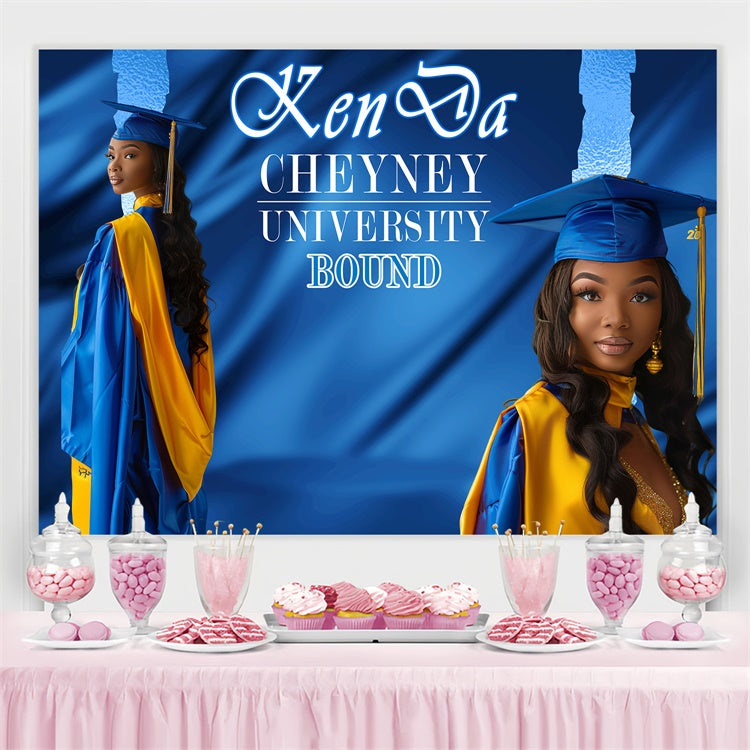 Personalized Graduation Backdrop Satin Blue Graduation Party Backdrop BRP4-163