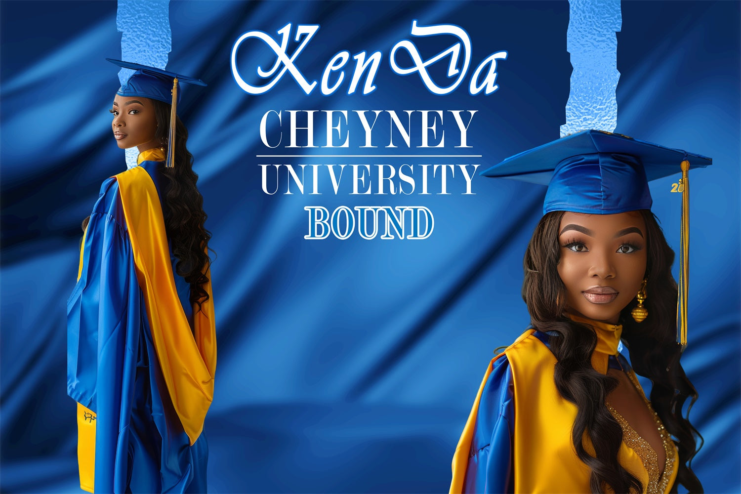 Personalized Graduation Backdrop Satin Blue Graduation Party Backdrop BRP4-163