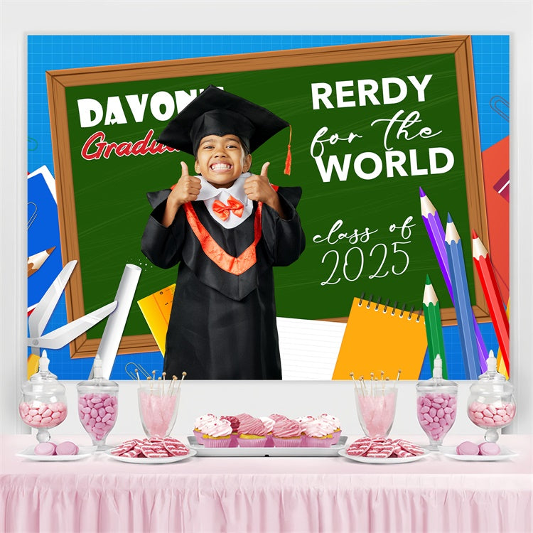 Custom Graduation Backdrop Colorful Stationery Graduation Party Backdrop BRP4-167