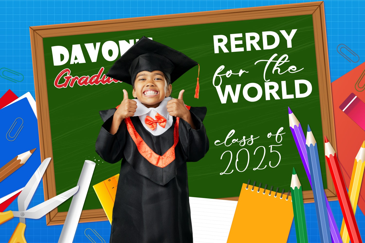 Custom Graduation Backdrop Colorful Stationery Graduation Party Backdrop BRP4-167