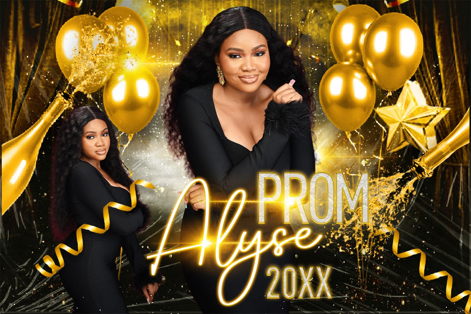 Prom Backdrop Glam Balloon Champagne Graduation Party Backdrop BRP4-173