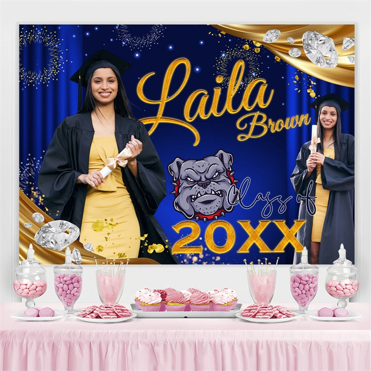 Graduation Picture Backdrop Glamorous Navy Custom Graduation Party Backdrop BRP4-175