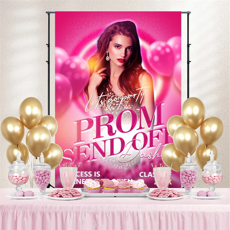 Prom Backdrop Pink Glamour Balloon Graduation Party Backdrop BRP4-182
