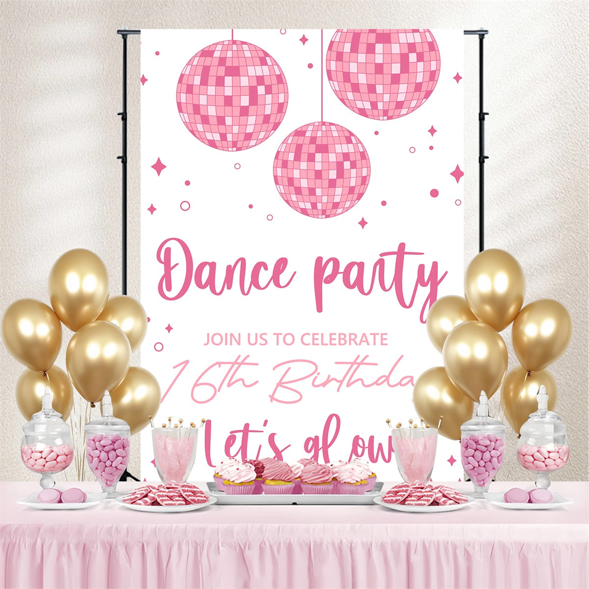 Dance Backdrop Ideas Soft Pink Birthday Theme Custom Backdrop BRP4-228