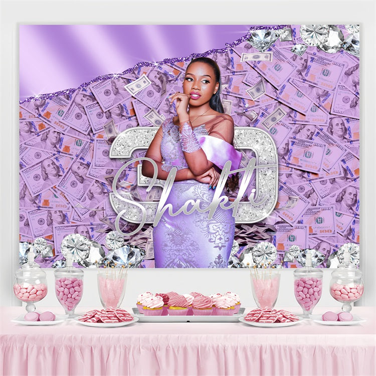Personalized Happy Birthday Backdrop 20th Diamonds Cash Backdrop BRP4-36