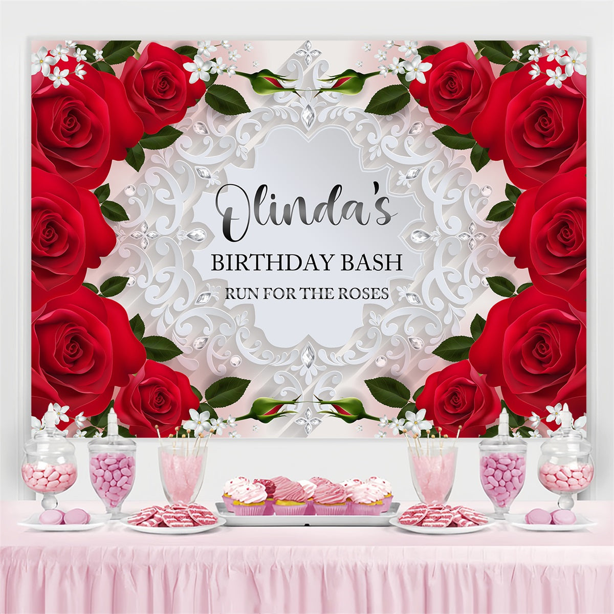 Kentucky Derby Photo Backdrops Rose Birthday Custom Backdrop BRP4-51