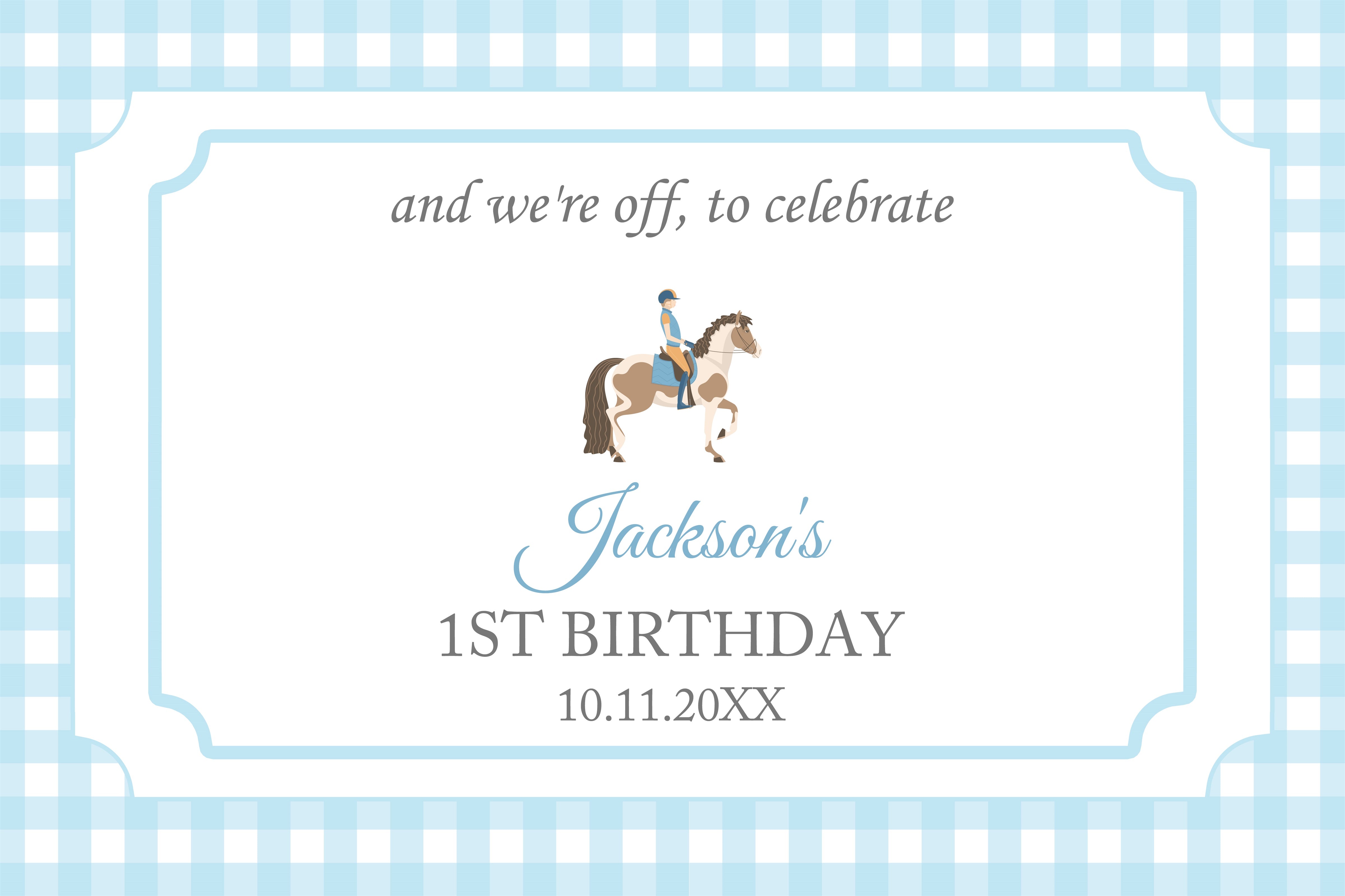 Kentucky Derby Party Photo Backdrop 1st Birthday Blue Gingham Custom Backdrop BRP4-55