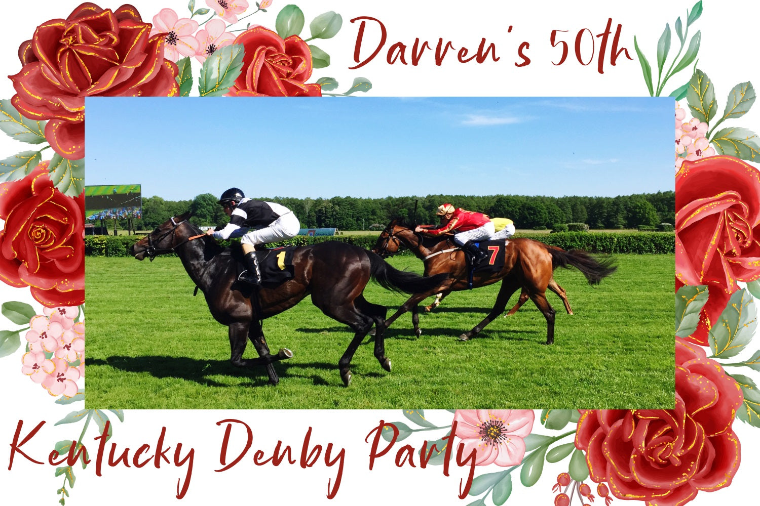 Kentucky Derby Photo Backdrops 50th Floral Party Customized Backdrop BRP4-57