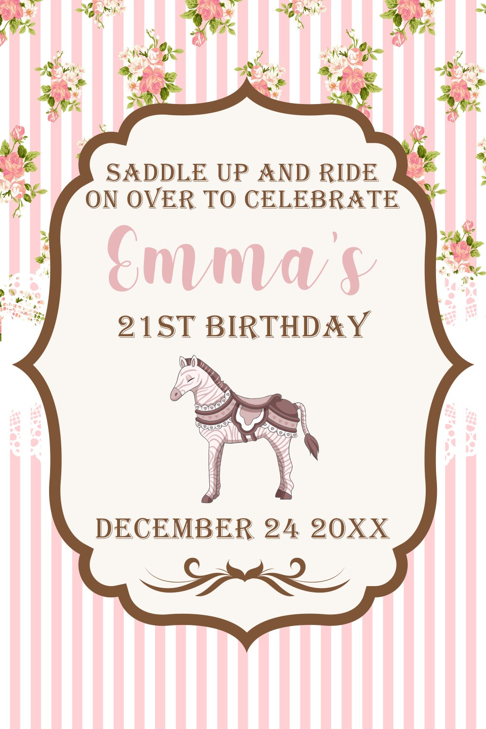 Kentucky Derby Party Photo Backdrop Roses 21st Birthday Personalized Backdrop BRP4-60