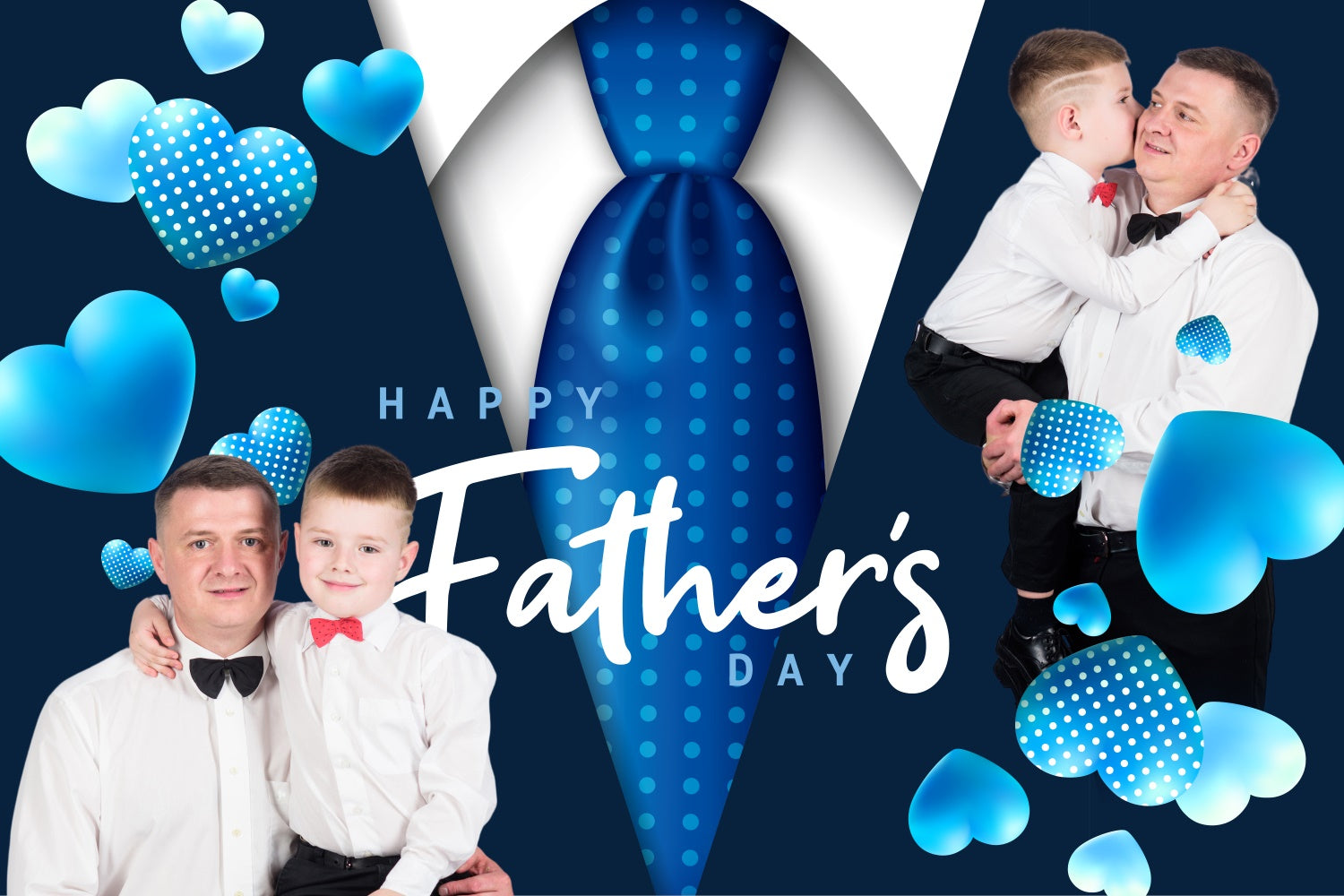 Father's Day Photo Backdrop Blue Tie Heart Personalized Backdrop BRP4-76
