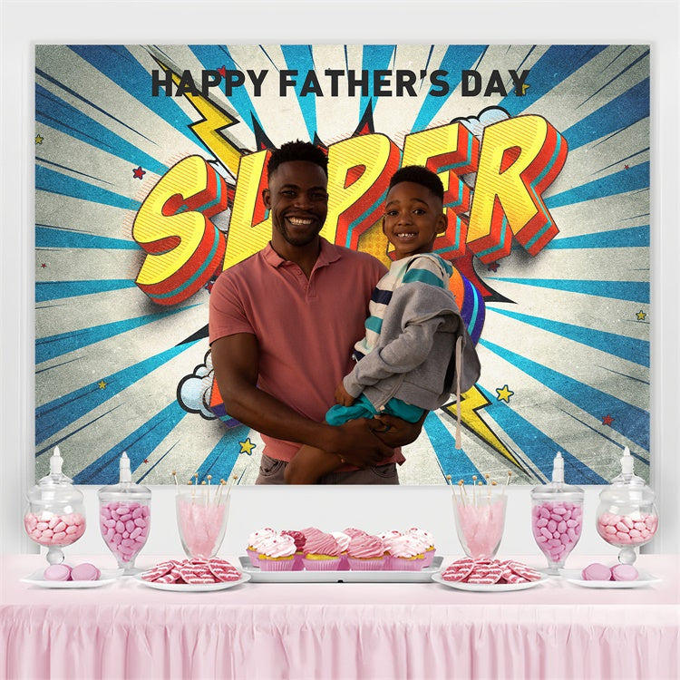 Fathers Day Backdrop Ideas Blue Comic Rays Personalized Backdrop BRP4-83