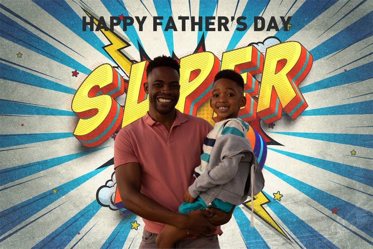Fathers Day Backdrop Ideas Blue Comic Rays Personalized Backdrop BRP4-83