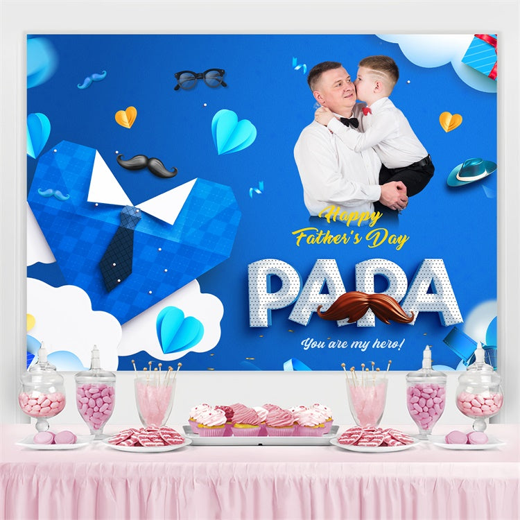 Fathers Day Photo Backdrop Paper Heart Tie Personalized Backdrop BRP4-88
