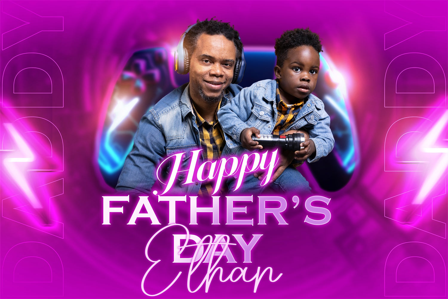 Fathers Day Backdrop Ideas Gaming Neon Light Customized Backdrop BRP4-91
