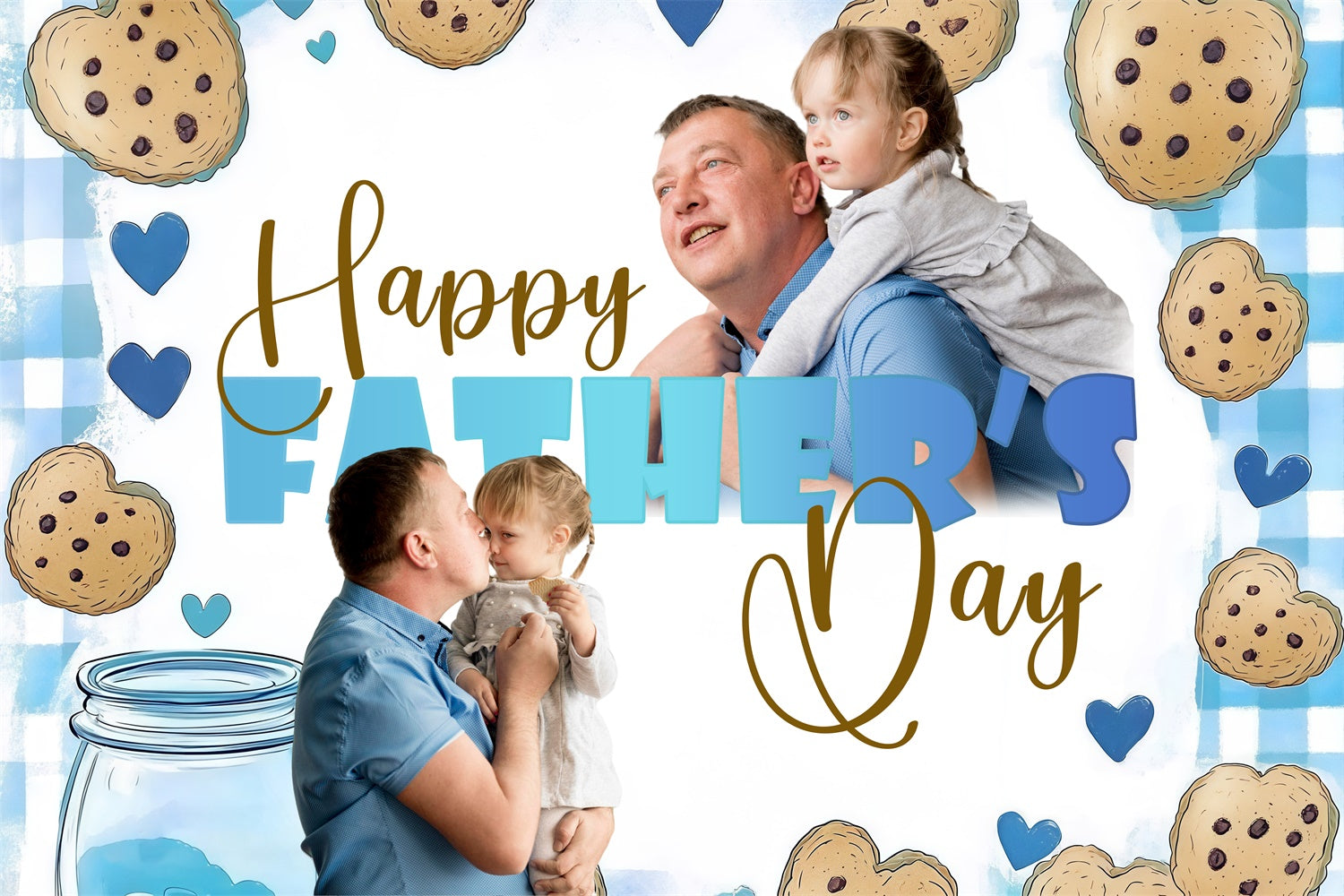 Fathers Day Photo Backdrop Hand Drawn Cookie Custom Backdrop BRP4-92