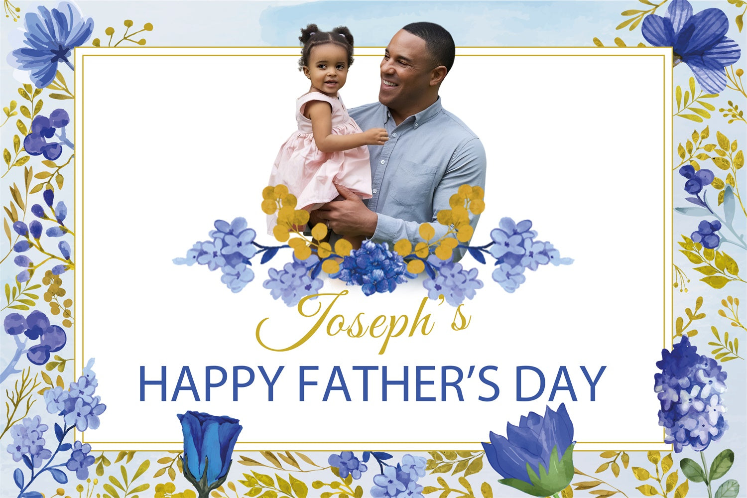 Fathers Day Backdrop Ideas Golden Frame Floral Customized Backdrop BRP4-98
