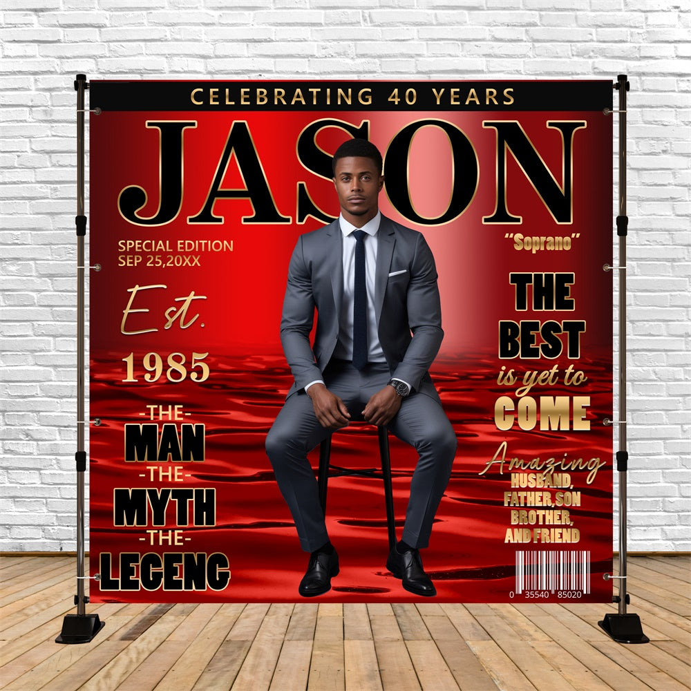 40th Birthday Backdrop Magazine Style Personalized Backdrop BRP5-103
