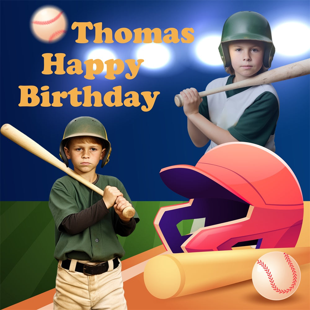 Custom Birthday Backdrops Baseball Field Birthday Bash Backdrop BRP5-114