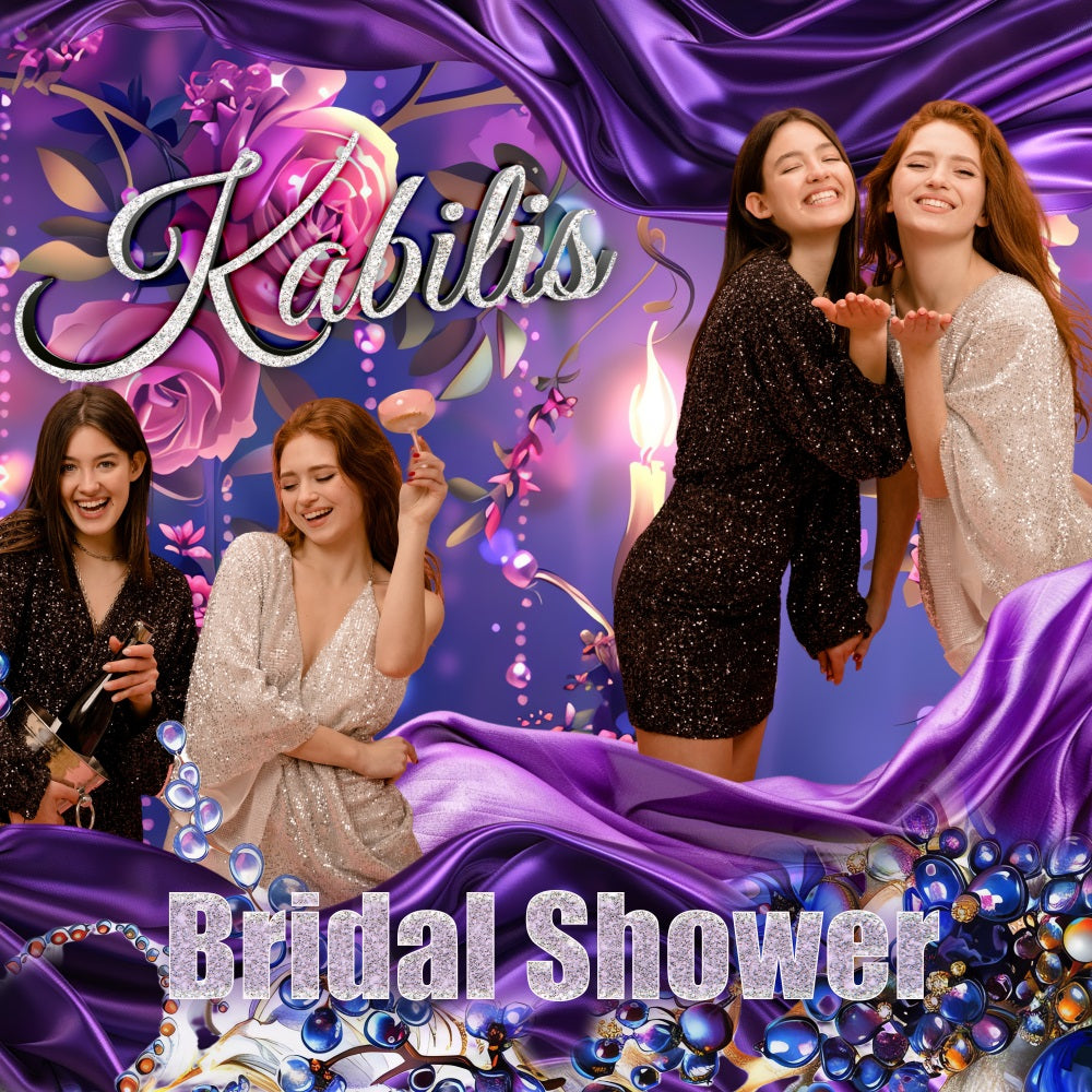 Bridal Shower Backdrop Ideas Purple Glamour Floral Personalized Backdrop BRP5-155