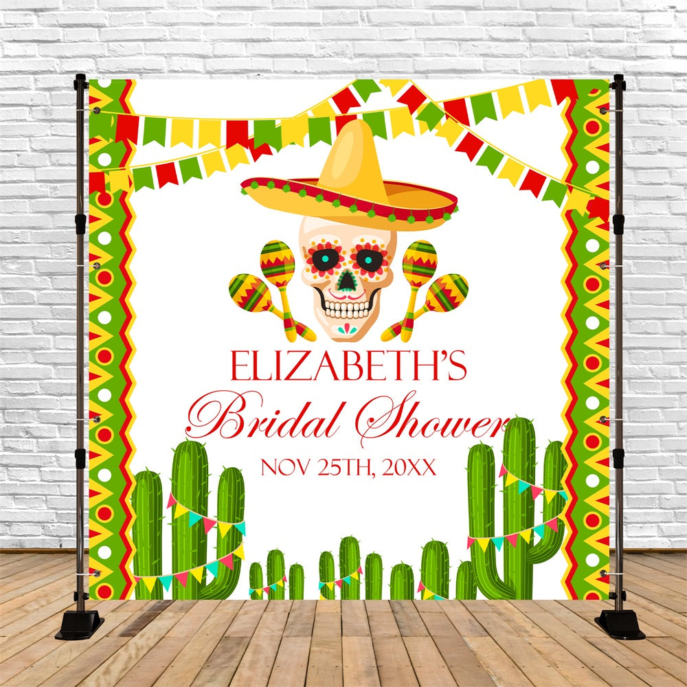 Bridal Shower Backdrop Bright Fiesta Cactus Customized Backdrop BRP5-161