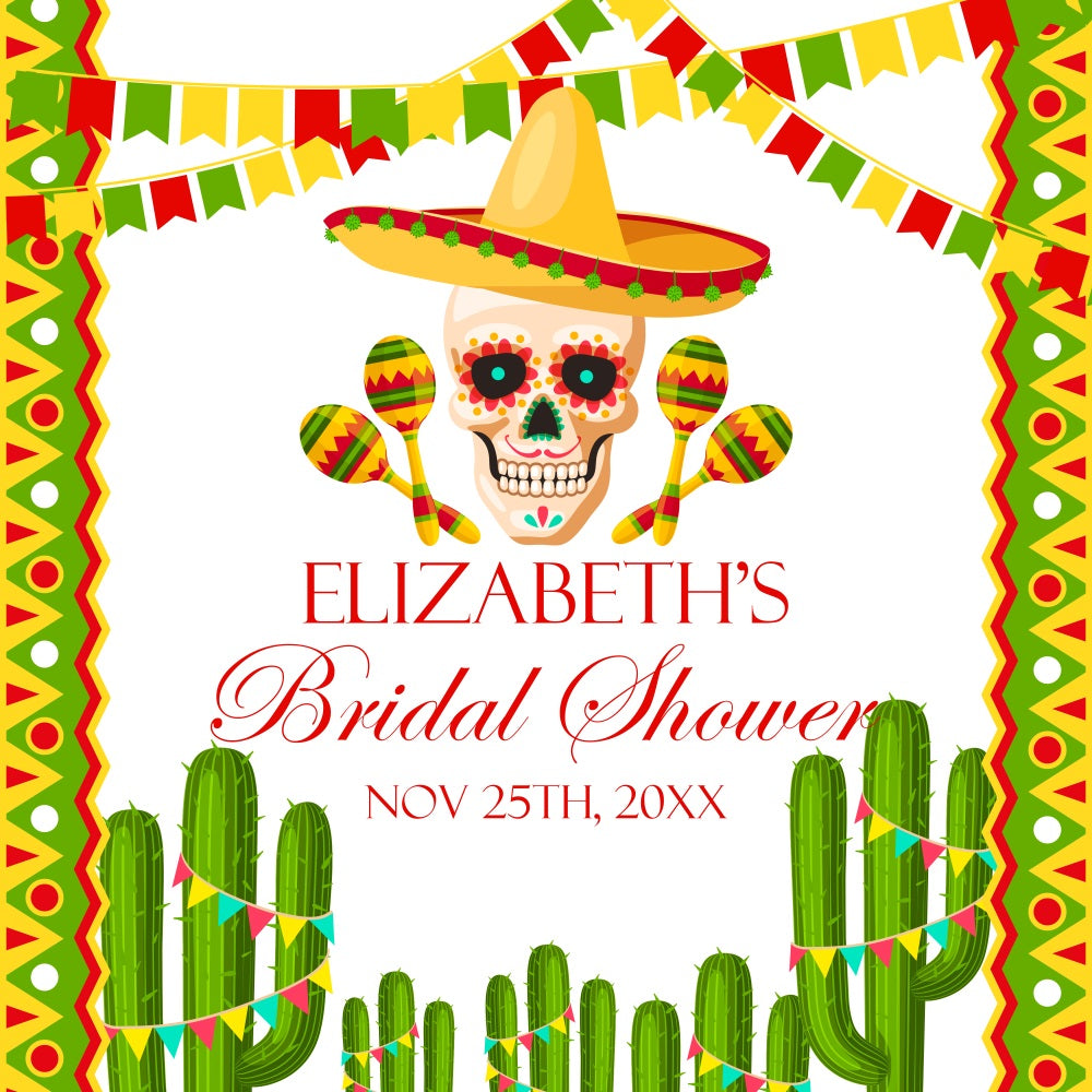 Bridal Shower Backdrop Bright Fiesta Cactus Customized Backdrop BRP5-161
