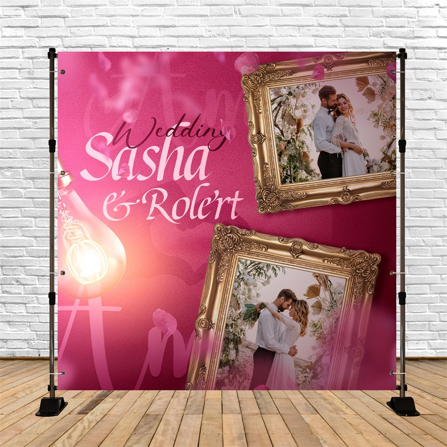 Wedding Photo Backdrop Framed Romance Flower Personalised Backdrop BRP5-166