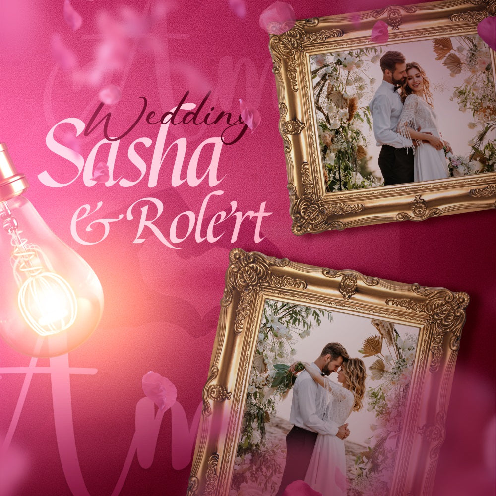 Wedding Photo Backdrop Framed Romance Flower Personalised Backdrop BRP5-166