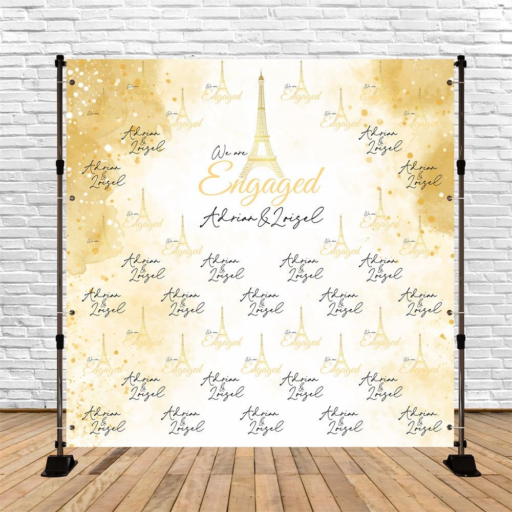 Wedding Backdrop Ideas Golden Glow Paris Repeat Personalised Backdrop BRP5-177