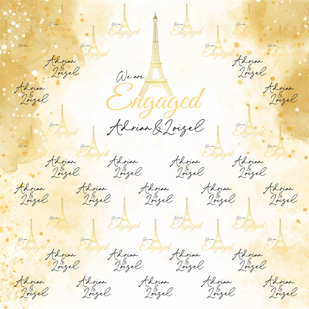 Wedding Backdrop Ideas Golden Glow Paris Repeat Personalised Backdrop BRP5-177