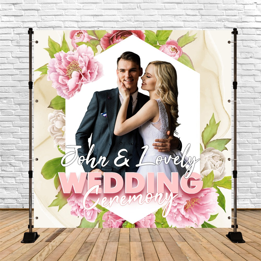 Wedding Photo Backdrop Ideas Peony Floral Personalized Backdrop BRP5-186