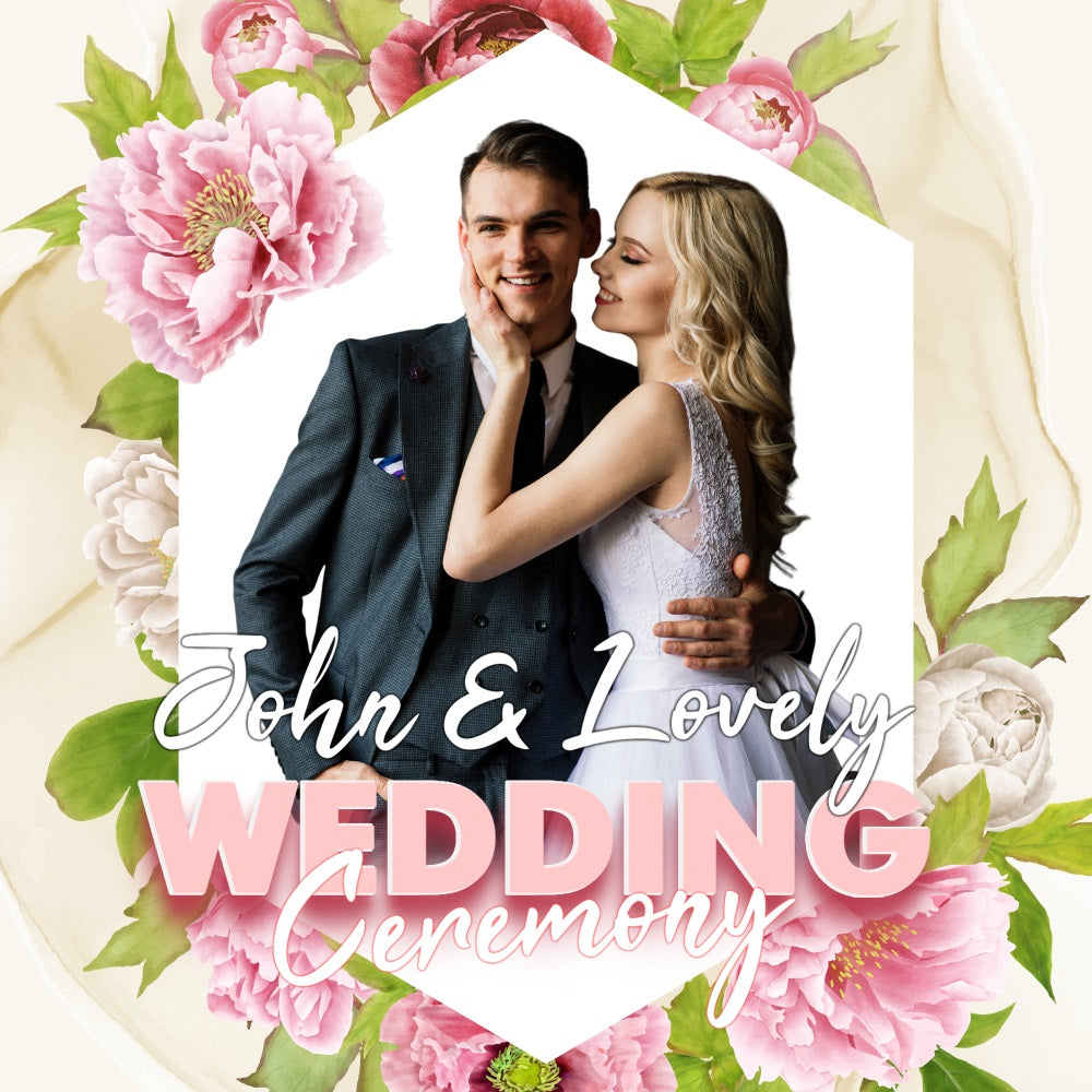 Wedding Photo Backdrop Ideas Peony Floral Personalized Backdrop BRP5-186