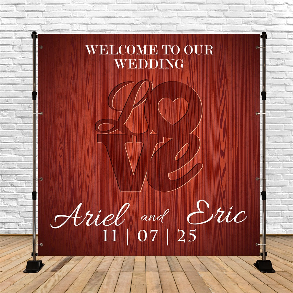 Rustic Wedding Backdrop Rustic Wood Love Personalized Backdrop BRP5-190