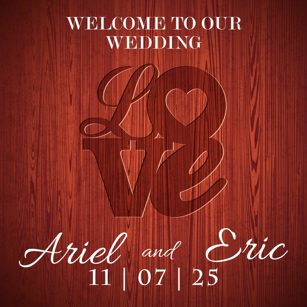 Rustic Wedding Backdrop Rustic Wood Love Personalized Backdrop BRP5-190