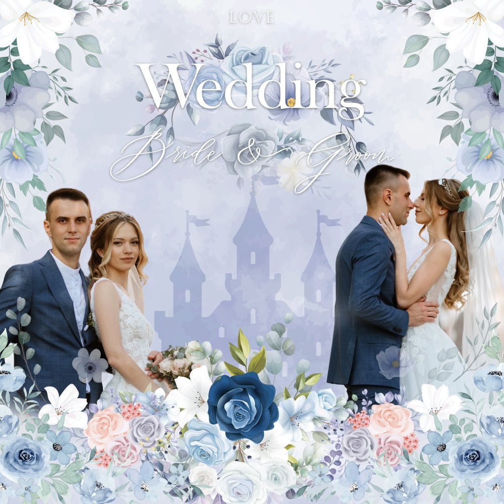 Backdrop Wedding Floral Fairytale Castle Customized Backdrop BRP5-191