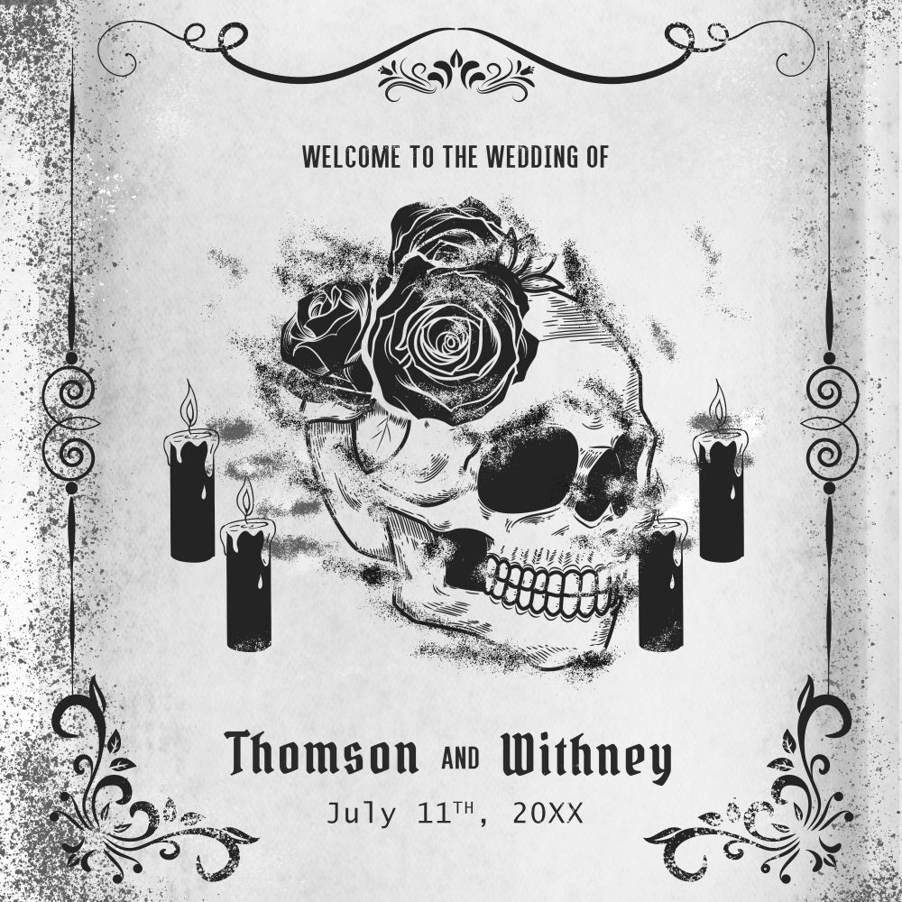 Wedding Photo Backdrop Gothic Skull Rose Custom Backdrop BRP5-193