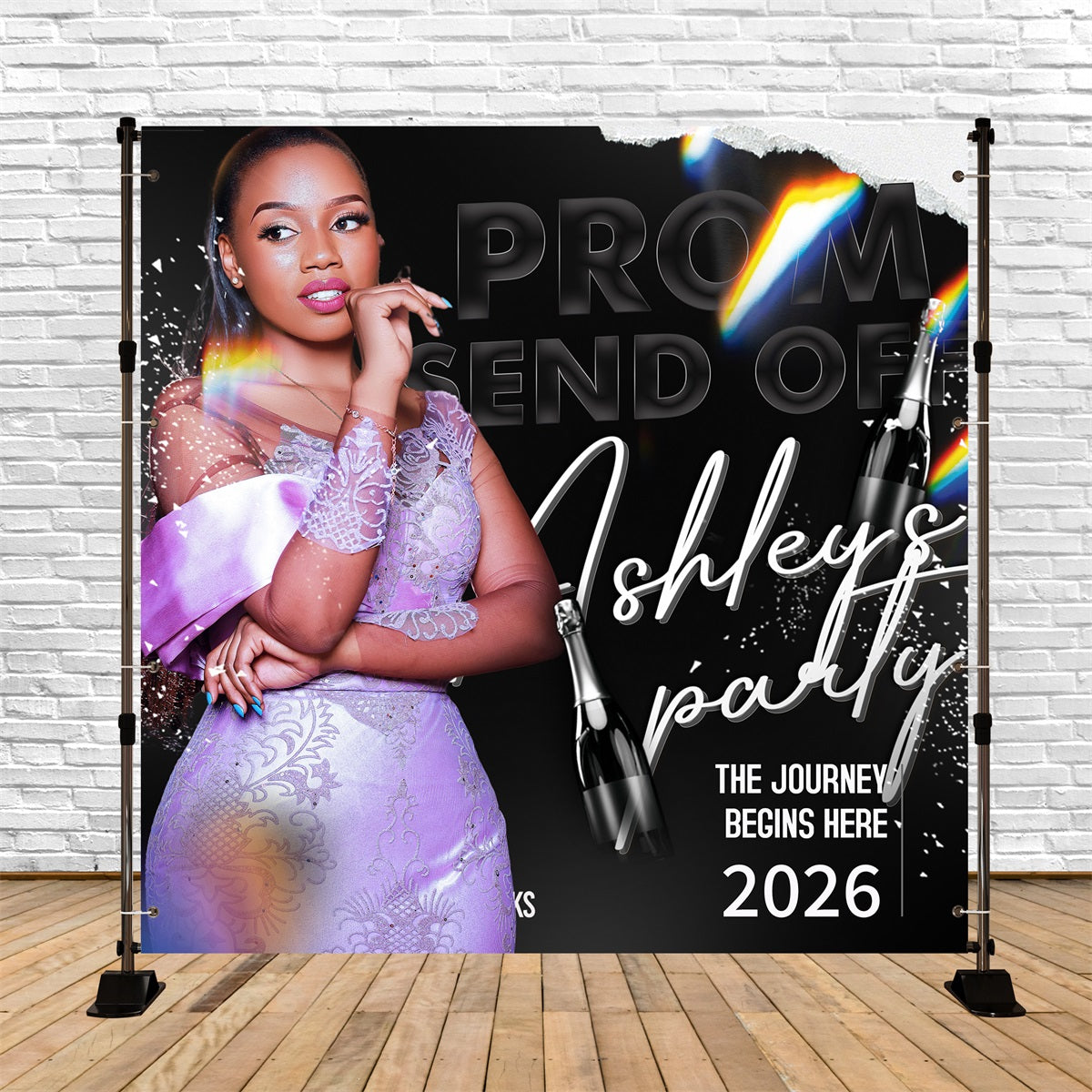 Prom Night Backdrop Champagne Night Customized Party Graduation Backdrop BRP5-214