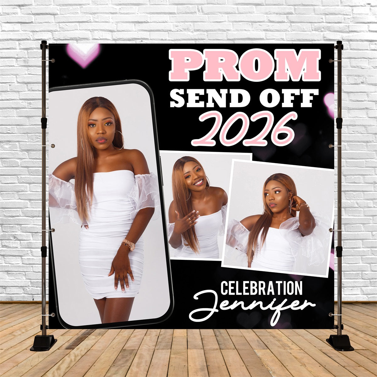 Prom 2026 Backdrop Modern Chic Personalized Party Graduation Backdrop BRP5-237